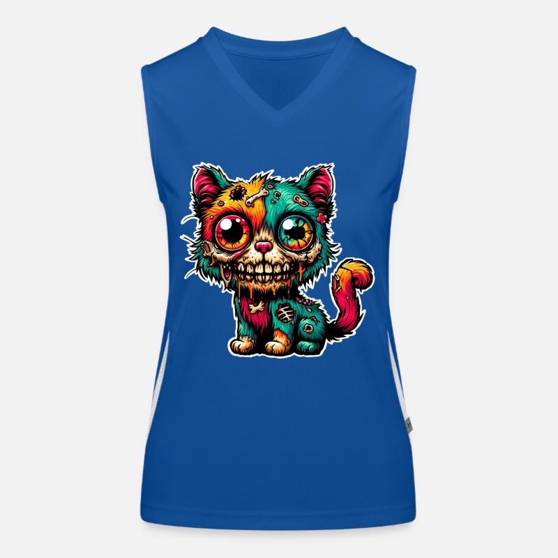 Zombie Chat Monstre Halloween Débardeur respirant contrasté Femme
