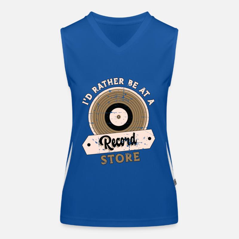 Vinyl Records I'd Rather Be At A Vinyl Player Funktionelles Kontrast-Tank Top für Frauen
