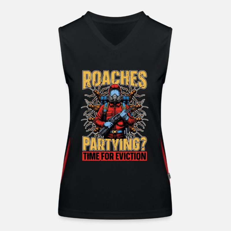 Pest Control Roaches Partying Time Spraying Bugs Women's Functional Contrast Tank Top