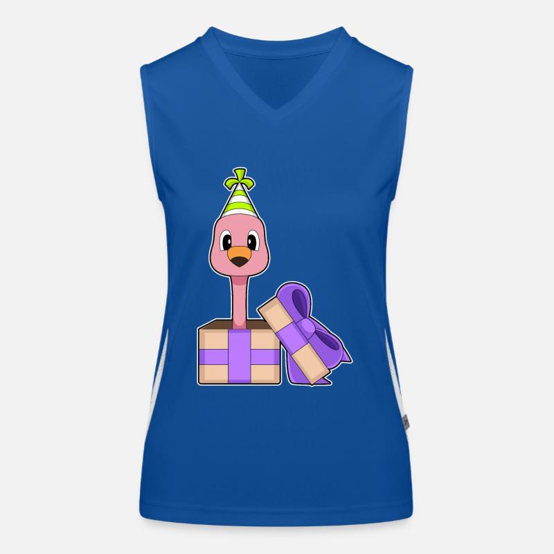 Flamingo Birthday Party Hat Women's Functional Contrast Tank Top