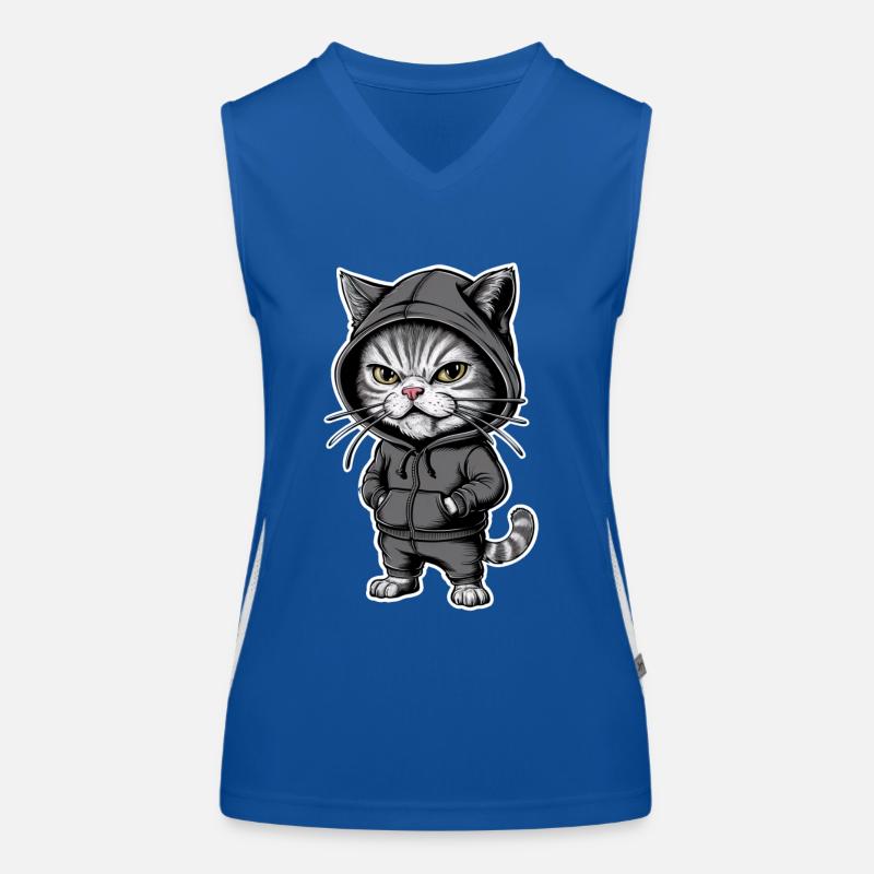 Chat en colère agacé dans un sweat à capuche élégant Débardeur respirant contrasté Femme