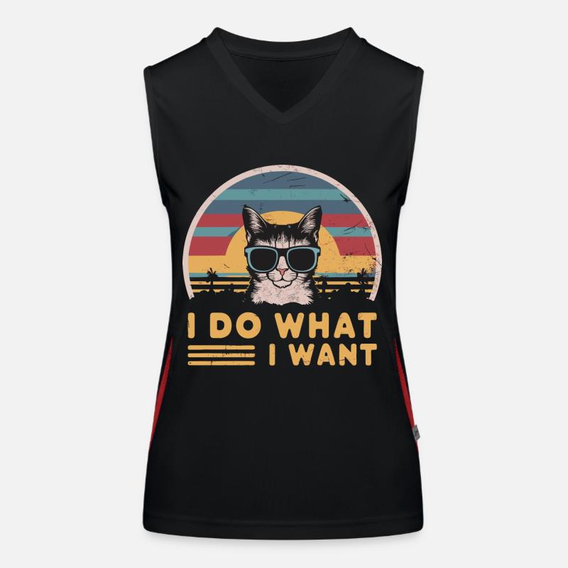 Chat cool portant des lunettes de soleil déclaration Je fais ce que je Débardeur respirant contrasté Femme