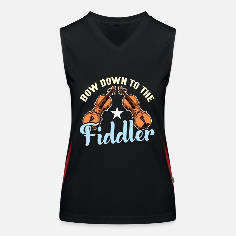 Fiddle Bow Down to the Fiddler String Instrument Women's Functional Contrast Tank Top