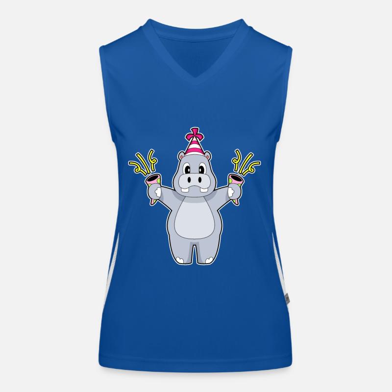 Hippopotamus Birthday Party Hat Women's Functional Contrast Tank Top
