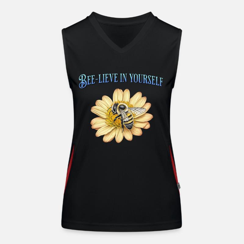 Bee-lieve in yourself, cute bee design Women's Functional Contrast Tank Top