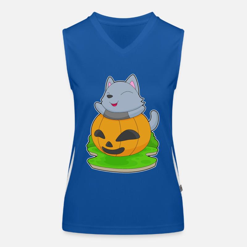 Chat Halloween Citrouille Débardeur respirant contrasté Femme