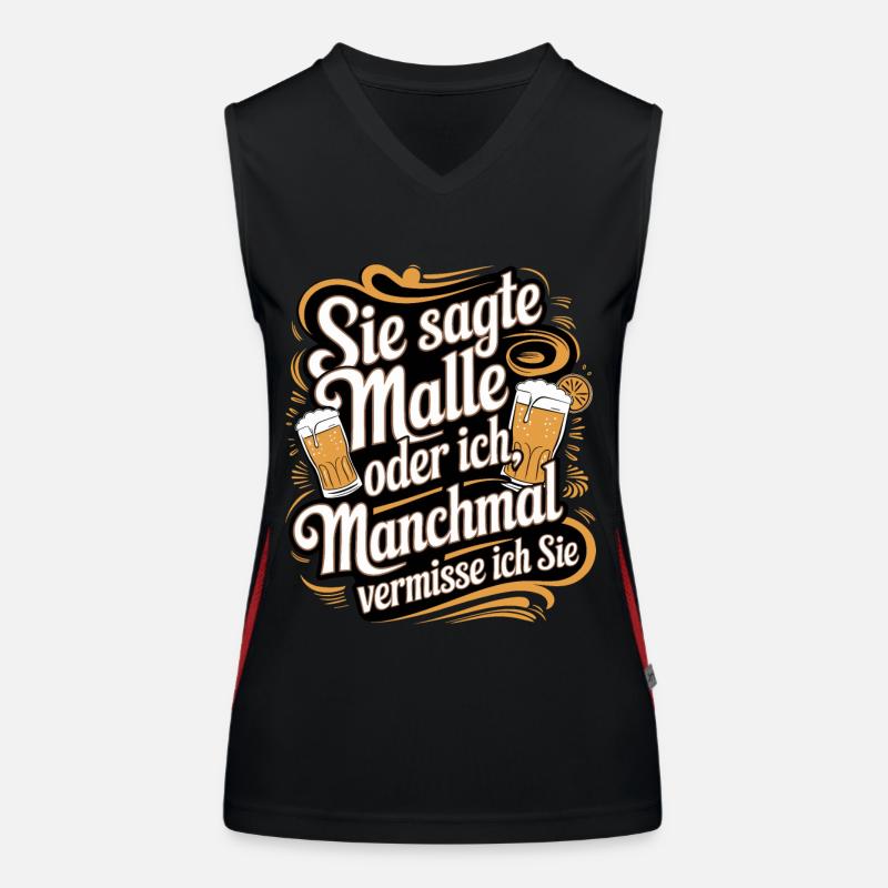 Sie sagte Malle oder ich lustiger Mallorca Spruch Funktionelles Kontrast-Tank Top für Frauen