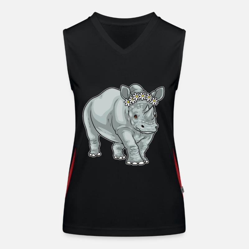 Nashorn Gänseblümchen Blumen Funktionelles Kontrast-Tank Top für Frauen