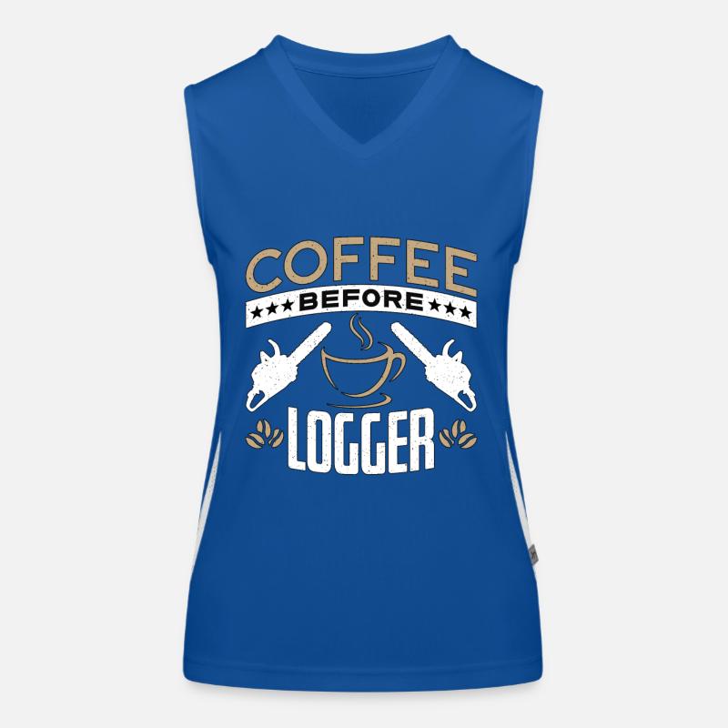 Logging Coffee Woodworker Coffee Lover Logger Women's Functional Contrast Tank Top