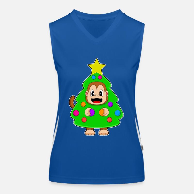 Affe Weihnachten Weihnachtsbaum Funktionelles Kontrast-Tank Top für Frauen