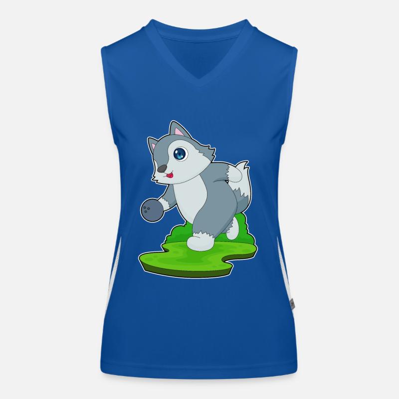 Wolf Bowling Bowlingkugel Funktionelles Kontrast-Tank Top für Frauen