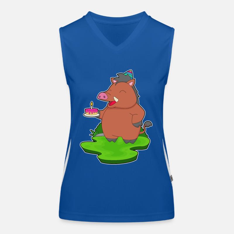 Wildschwein Geburtstag Kuchen Funktionelles Kontrast-Tank Top für Frauen