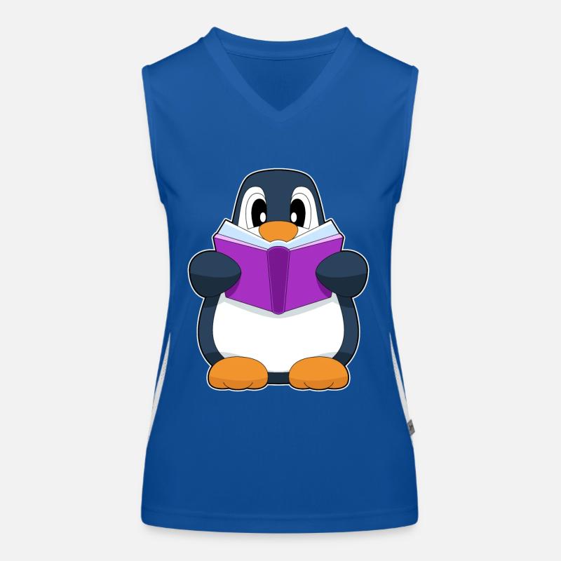 Pinguin Nerd Buch Funktionelles Kontrast-Tank Top für Frauen