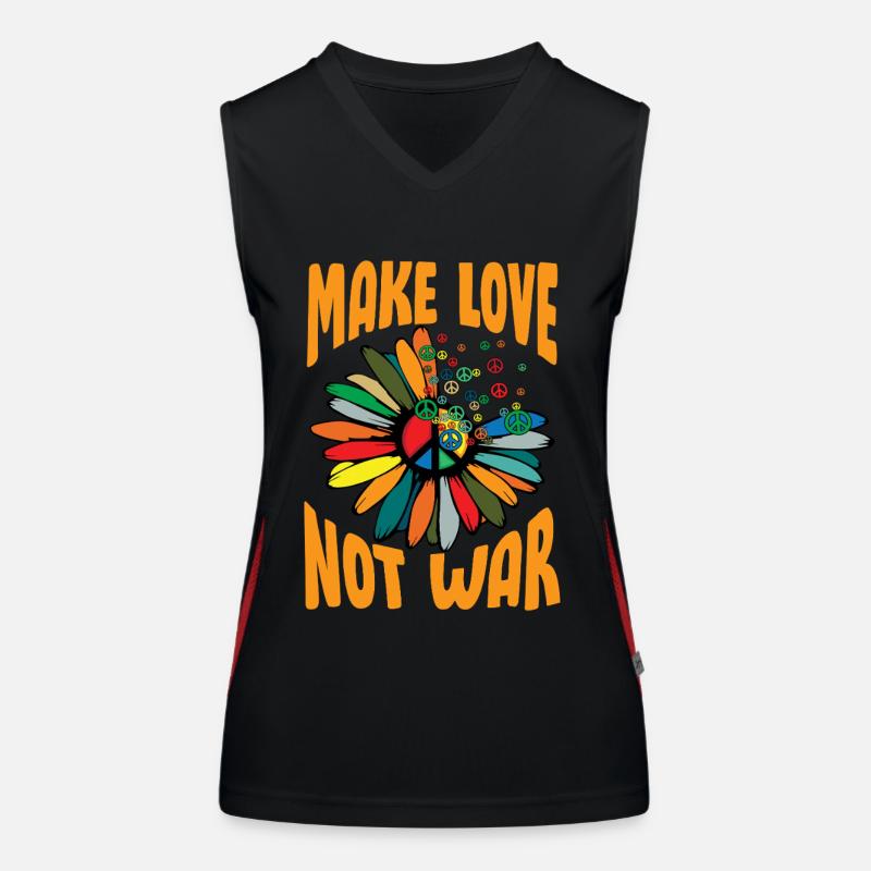 Make Love Not War Flower Power Hippie Women's Functional Contrast Tank Top
