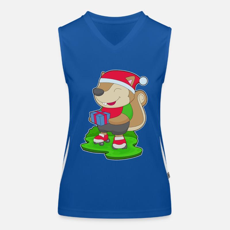 Squirrel Christmas Inline skating Women's Functional Contrast Tank Top