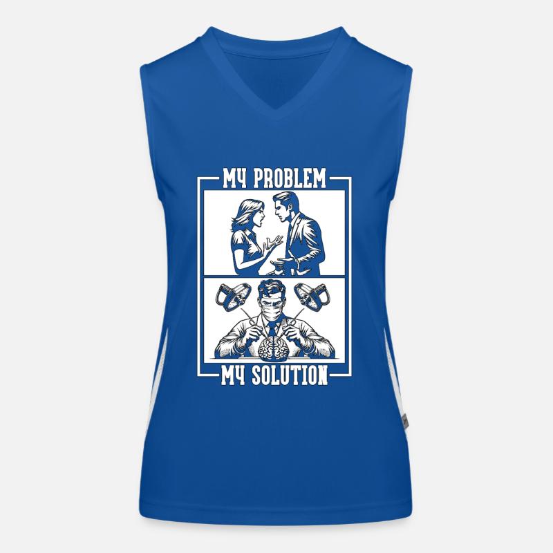 Neurosurgeon My Problem My Solution Pictogram Dad Funktionelles Kontrast-Tank Top für Frauen