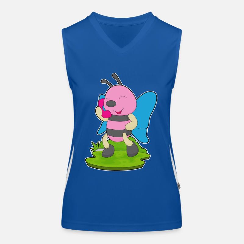 Telefon motylkowy Funkcjonalna damska koszulka bez rękawów z kontrastowymi wstawkami