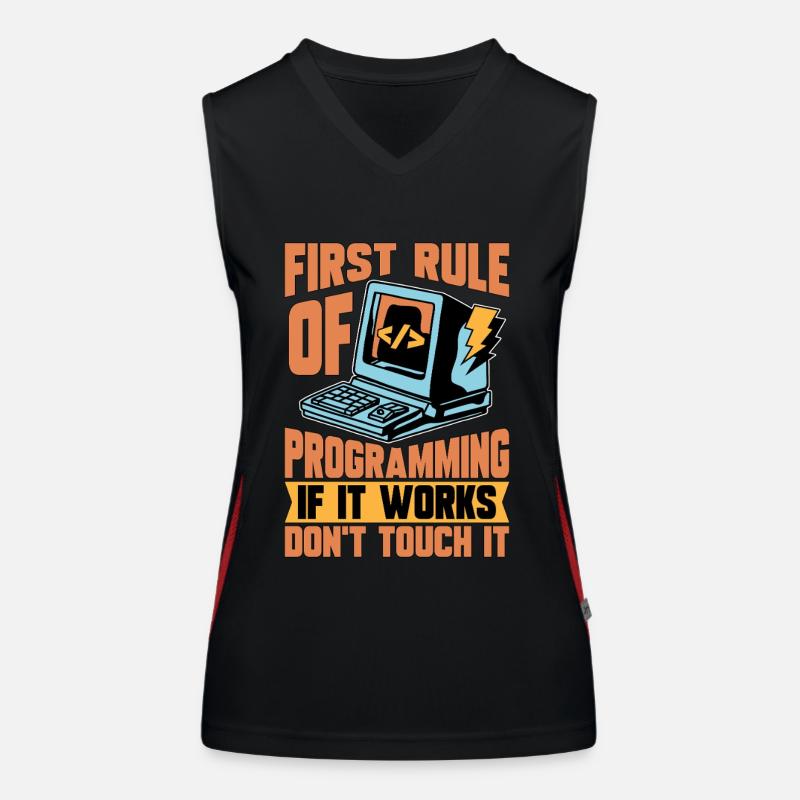Coder First Rule Of Programming If Web Developer Funktionelles Kontrast-Tank Top für Frauen
