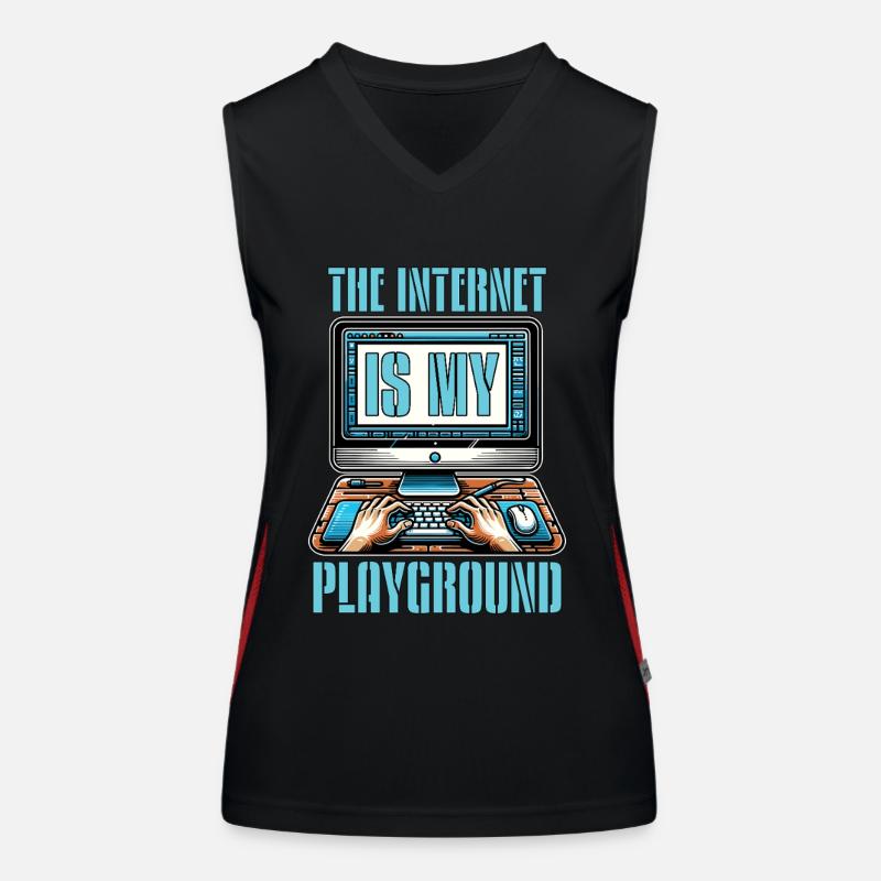 Codeur : Internet est mon terrain de jeu Développeur web Débardeur respirant contrasté Femme