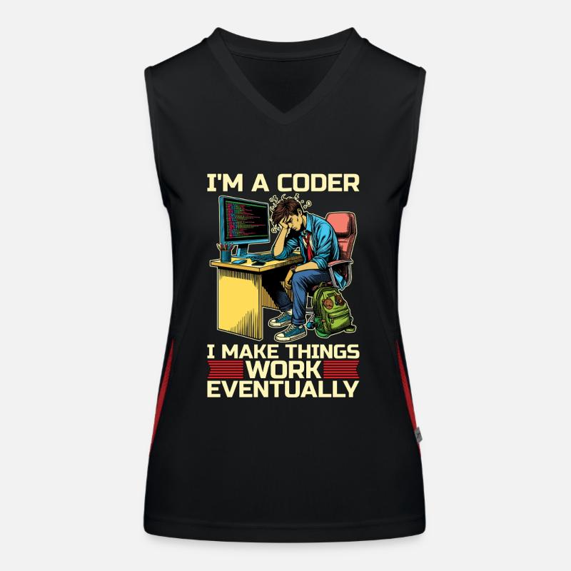 Je suis un codeur Je fais fonctionner les choses Développeur Codeurs Débardeur respirant contrasté Femme