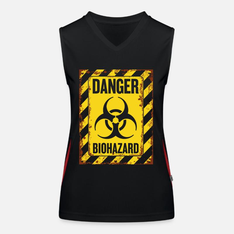 Danger Biohazard Grunge Zombies Apocalypse Women's Functional Contrast Tank Top