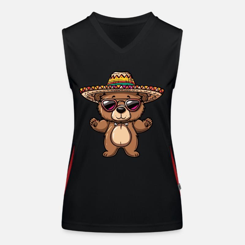 Bear Comic Funny Sombrero Women's Functional Contrast Tank Top