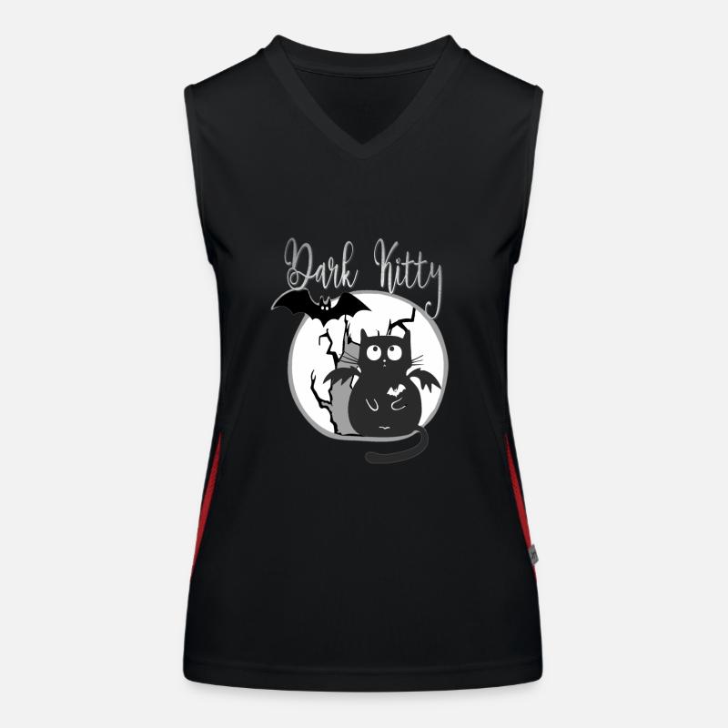 Dark Kitty... black gothic cat with bat Women's Functional Contrast Tank Top