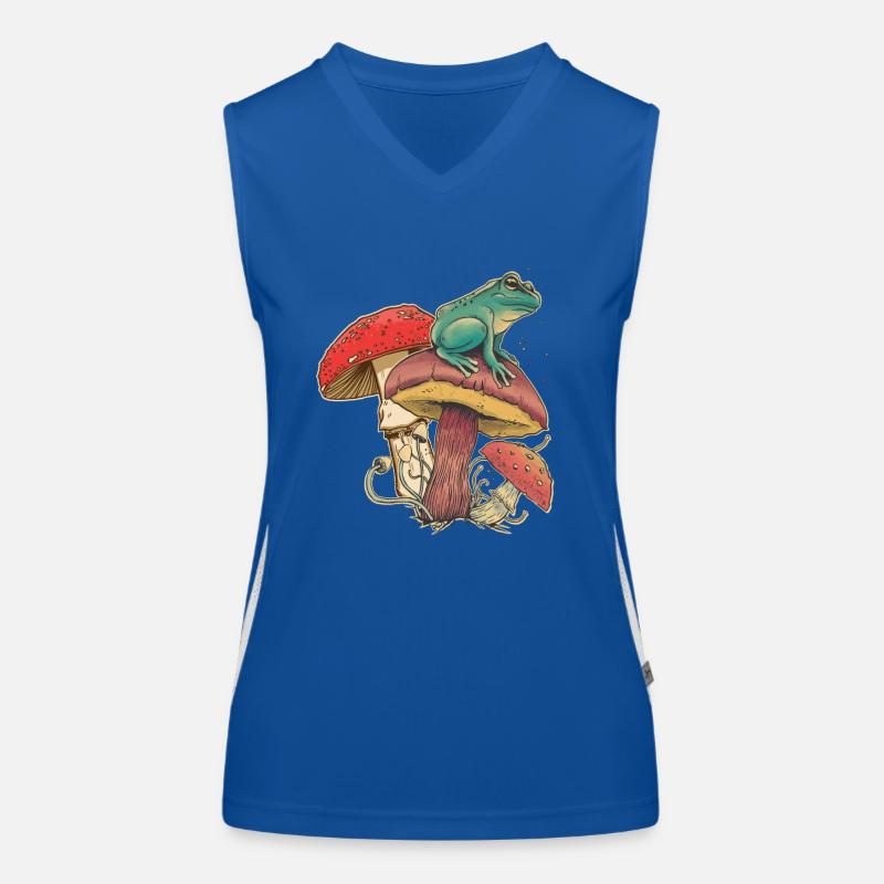 Mushroom lovers, mushroom pickers, nature frog fly agaric Women's Functional Contrast Tank Top