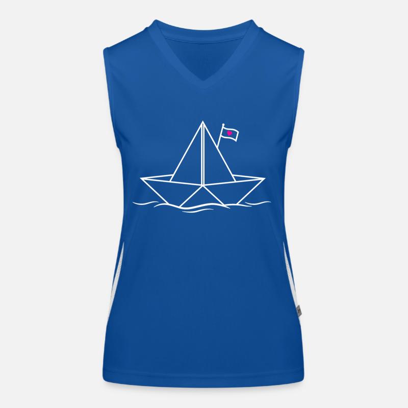 Papierboot Papierschiff Boot Schiff See Ozean Meer Funktionelles Kontrast-Tank Top für Frauen