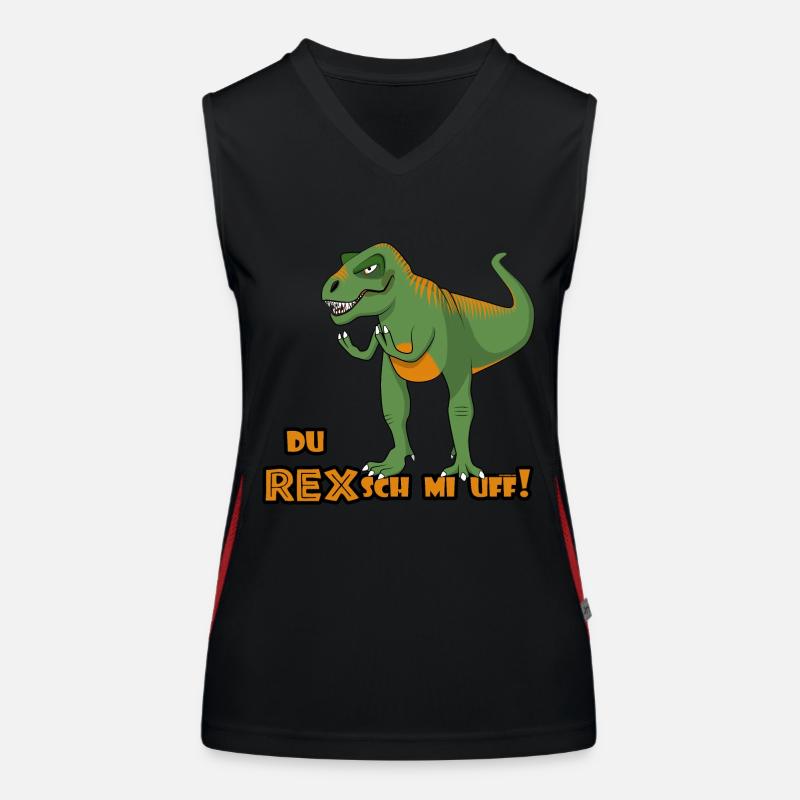 T-Rex "Regsch mi uf" Schweizerdeutsch Funktionelles Kontrast-Tank Top für Frauen