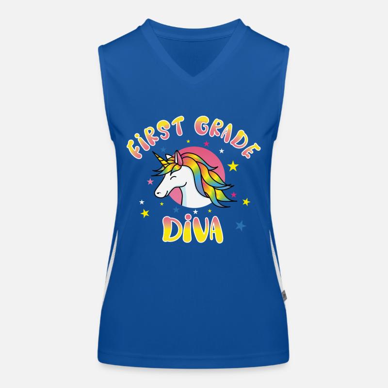 First Grade Diva Einhorn Einschulung Geschenk Funktionelles Kontrast-Tank Top für Frauen