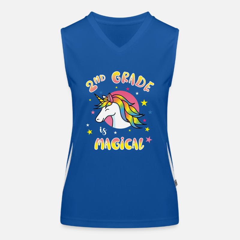 2nd Grade Is Magical Unicorn School Gift Women's Functional Contrast Tank Top
