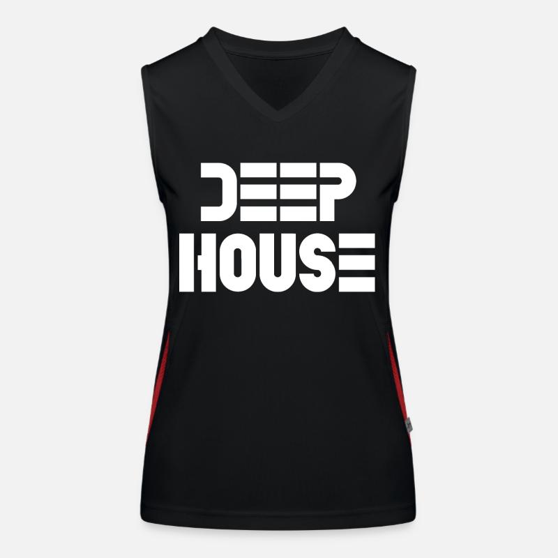 Deep house - Women's Functional Contrast Tank Top - black/red