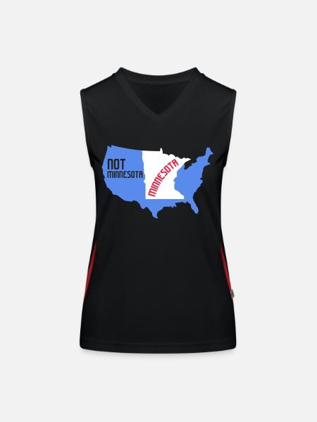 Not Minnesota Kartendesign für stolze Minnesotaner - Funktionelles Kontrast-Tank Top für Frauen - Schwarz/Rot - Vorne
