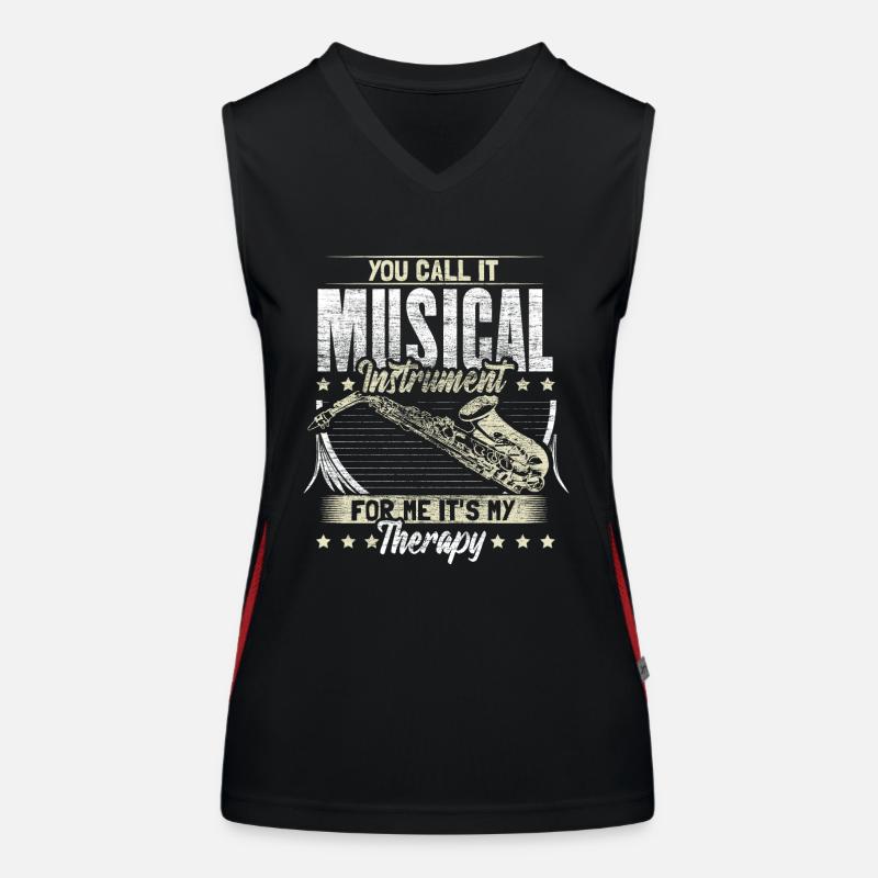 Saxophone Wind Instrument Musician Gift Idea Women's Functional Contrast Tank Top