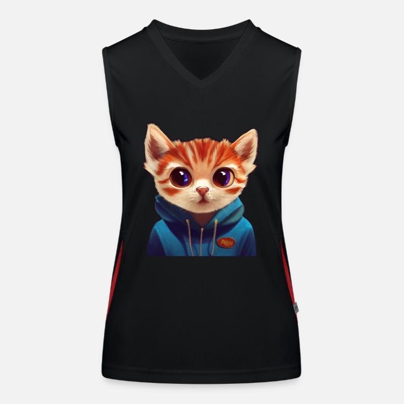 Chat avec pull Débardeur respirant contrasté Femme