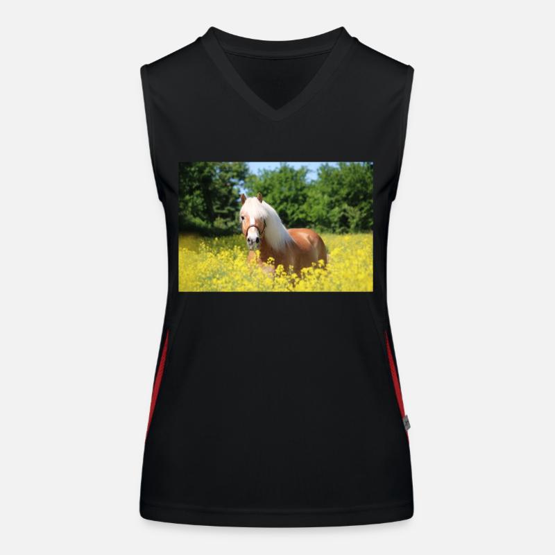 Haflinger dans le colza Débardeur respirant contrasté Femme