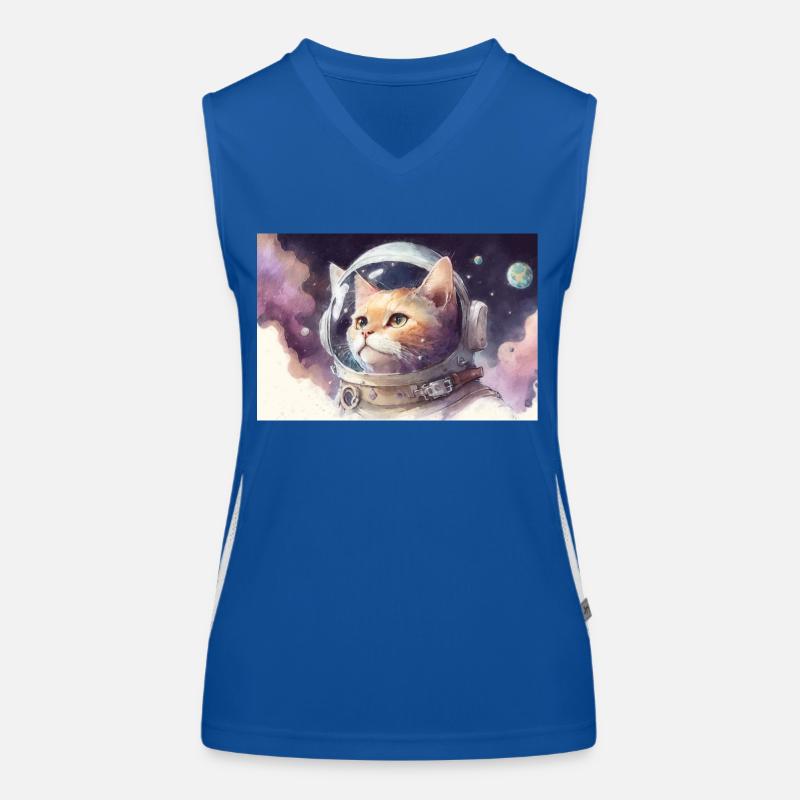 Aquarelle spatiale d’astronaute chat Débardeur respirant contrasté Femme