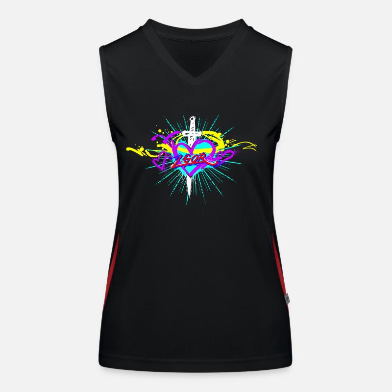 L.Gor Dolch mit Herz Funktionelles Kontrast-Tank Top für Frauen