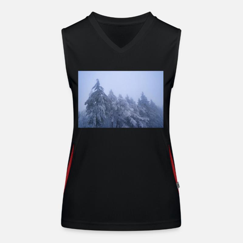 Bäume im Schnee Funktionelles Kontrast-Tank Top für Frauen