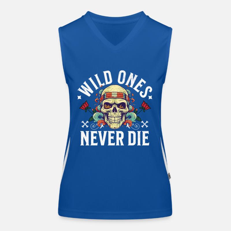 Skull Skull Skeleton Motorcycle Biker Gang Women's Functional Contrast Tank Top
