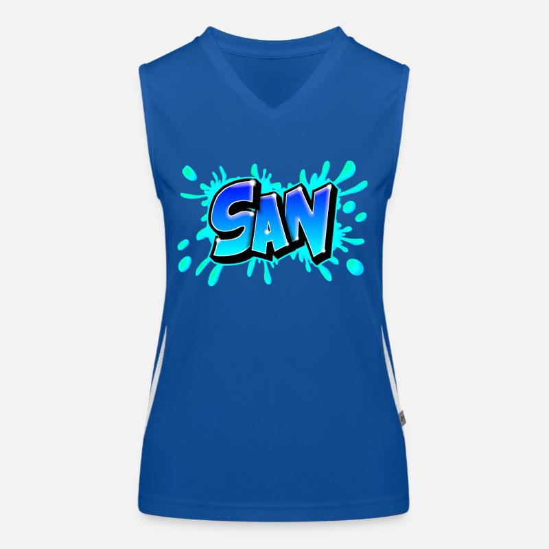 Graffiti San splash blau Funktionelles Kontrast-Tank Top für Frauen