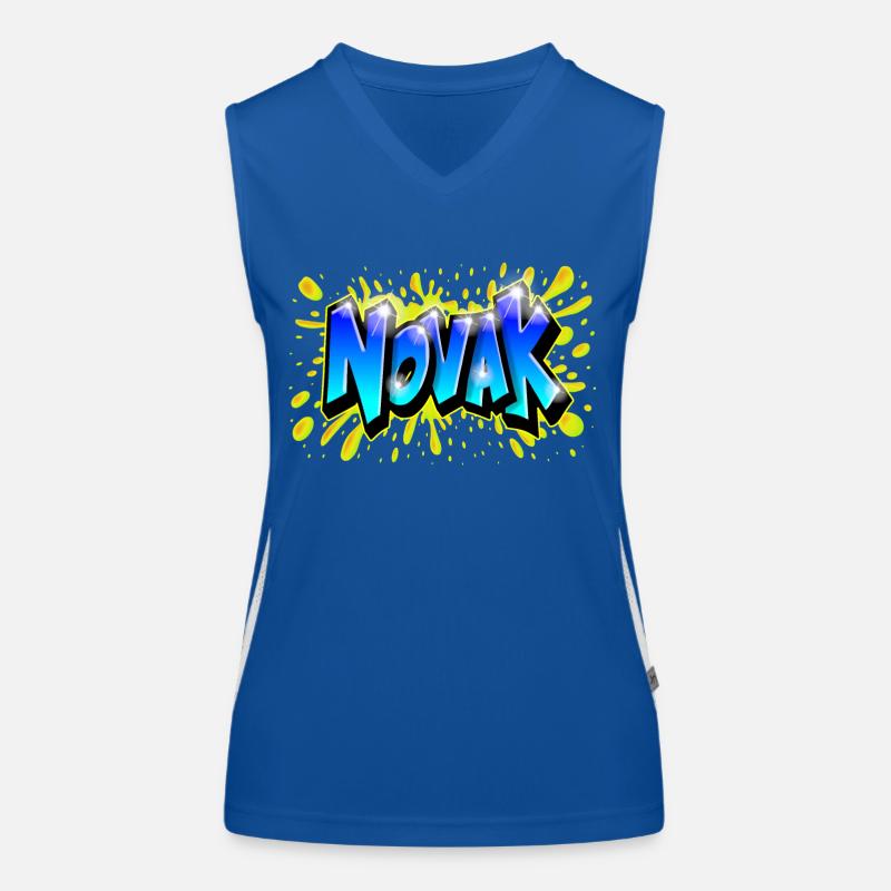 Graffiti NOVAK splash jaune prenom imprimable Débardeur respirant contrasté Femme