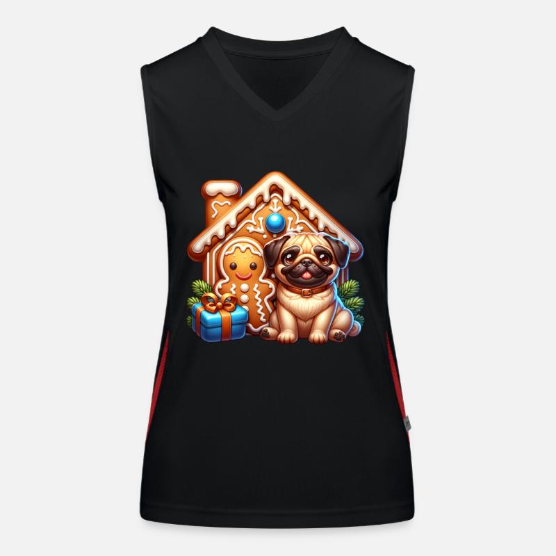 Mops Lebkuchen Funktionelles Kontrast-Tank Top für Frauen