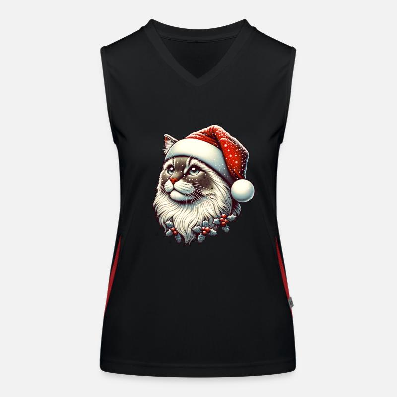 Snowfall Cat Christmas Christmas Hat Women's Functional Contrast Tank Top