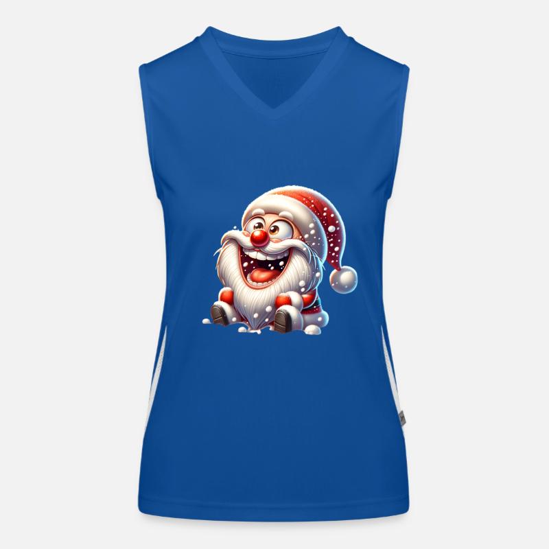 Weihnachtsmann Schneefall Lustig Comic Funktionelles Kontrast-Tank Top für Frauen