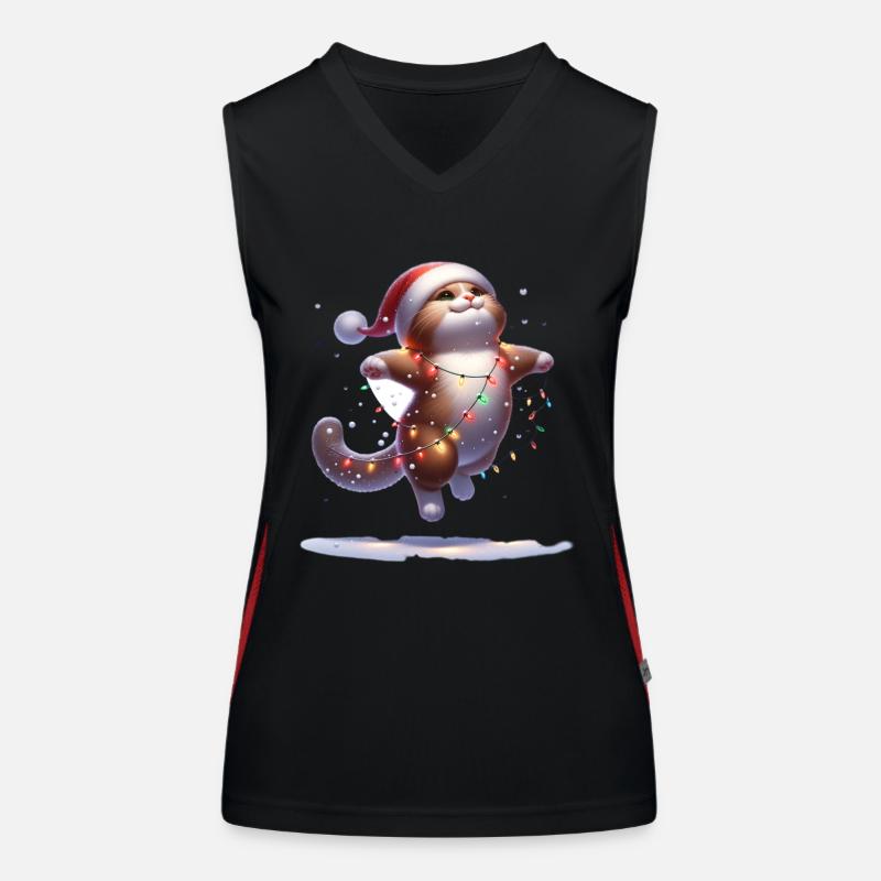 Noël chat Débardeur respirant contrasté Femme