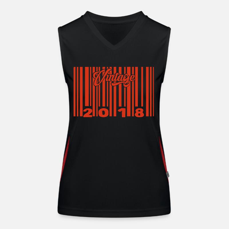 Vintage 2018 born in 2018 7 years bar code anniversair Women's Functional Contrast Tank Top