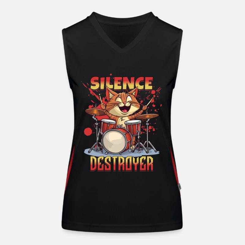 Drums Drums Silence Destroyer Cat Funny Women's Functional Contrast Tank Top
