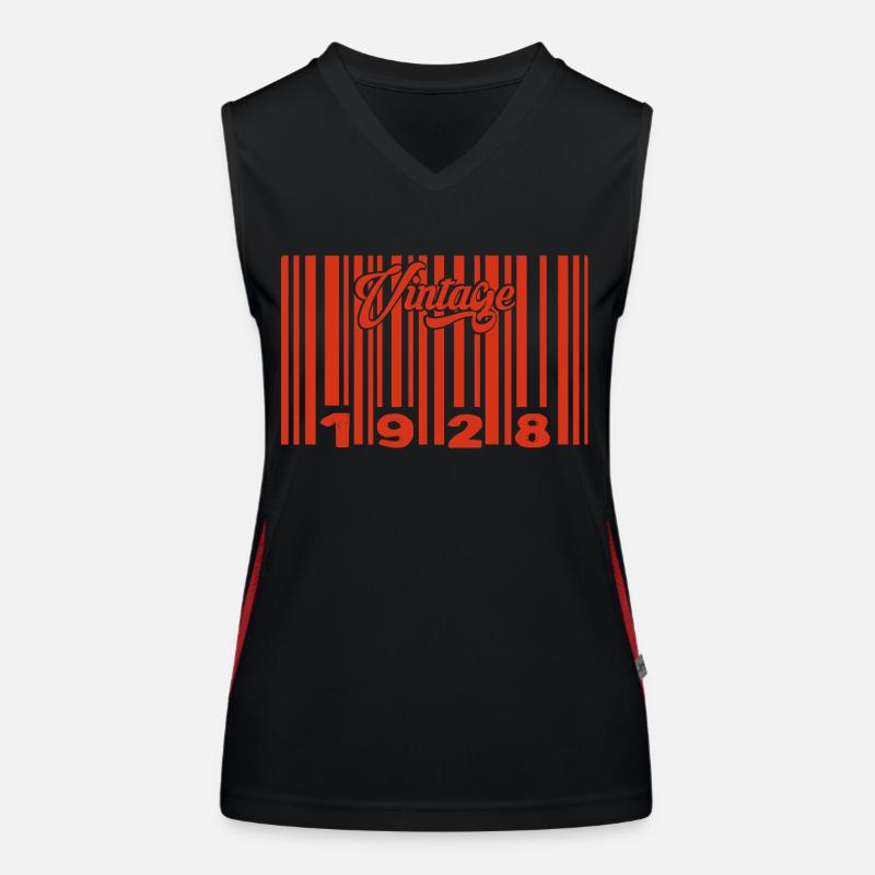 Vintage 1928 Born In 1928 97 Years Bar Code Anniversai Women's Functional Contrast Tank Top